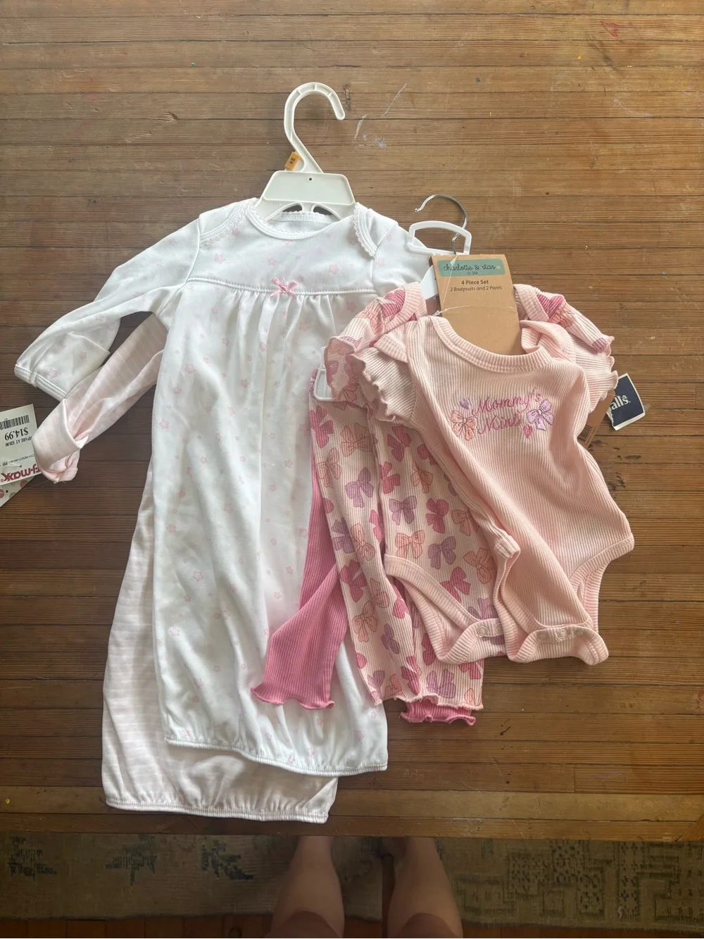 Girls Pink Butterfly & Floral 3-Piece Pajama Set bundle